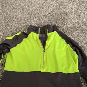 Lime green and gray athletic pullover.
